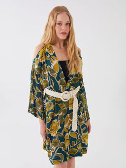 ?al Yaka Desenli Vual Kad?n Kimono