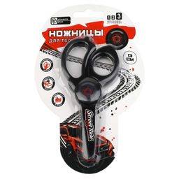 Ножницы для детей Феникс+, арт.72870/ 24 ГОРОДСКИЕ ГОНКИ (чёрный, 13x5,6 см, нержавеющая сталь, асим