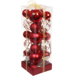 Набор шаров "Winter magic" 6 см + 4 см (24 предмета), Красный