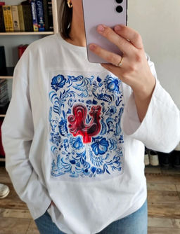 Лонгслив с шёлковой вставкой Петушок LRP001 - Sahar art lab фото 14