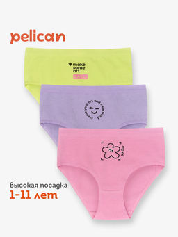 PELICAN, трусы для девочек, Светло-зеленый/розовый/лаванда