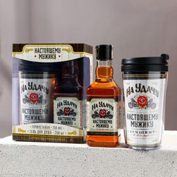 Подарочный набор На удачу. гель для душа виски 250 мл и термостакан 250 мл, Чистое счастье