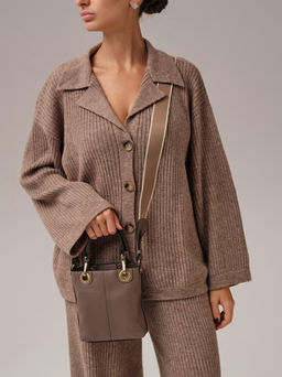 Сумка кожаная кросс-боди Deboro 30347 коричневая краска