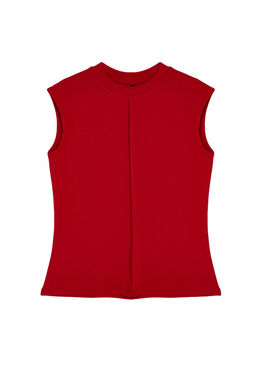 K?rm?z? Viskoz/Yumusak Kumas Fitted/Vucuda Oturan Esnek Orme Bluz TWOSS24BZ00432