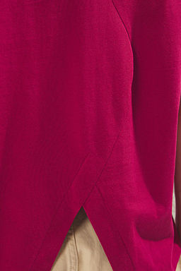 Visne Curugu %100 Suprem Oversize/Genis Kesim Asimetrik S?rt Detayl? Orme T-Shirt TWOSS25TS00040