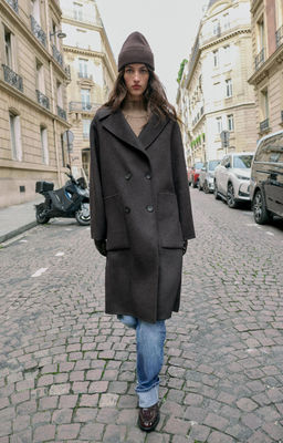 LONG DOUBLE-BREASTED WOOL COAT - Zara фото 4