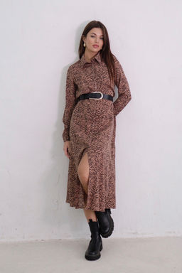 11007 Платье-рубашка удлинённое кофейно-чёрное - Martichelli фото 9