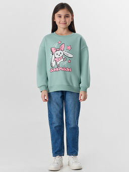 Свитшот для девочек зеленый с надписью Bunnybun - Mark formelle фото 3