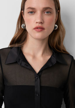 Рубашка из сетки с воротником