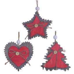Украшение новогоднее "Сердце/Звезда/Елка", L10,5 W2 H10,5 см, 3в.