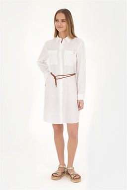 Женское тканое платье цвета экрю - U.s. polo assn фото 10