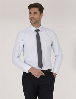 A__k Mavi Slim Fit Uzun Kollu Klasik G_mlek