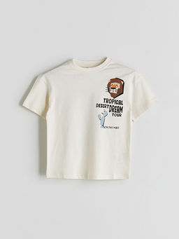 Bisiklet Yaka Bask?l? Erkek ?ocuk Ti??rt