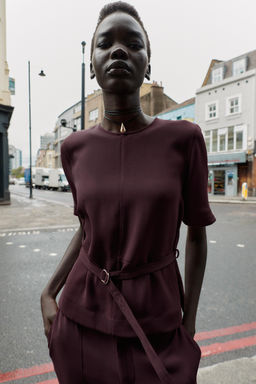 SHORT SLEEVE BELTED TOP - Zara фото 5
