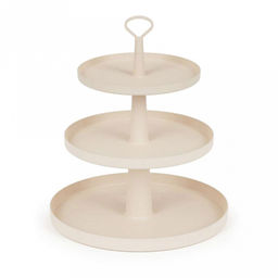 Блюдо-этажерка пластмассовое 3-х ярусное "Феерия" д29,5см, h34см, бежевый (Россия)
