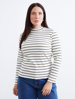 Dik Yaka ?izgili Kad?n Body