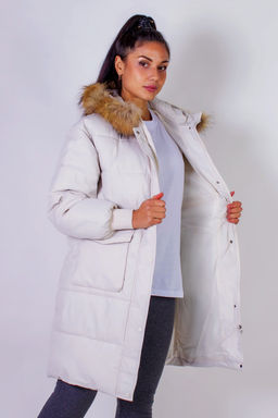 Зимняя удлиненная парка с капюшоном натуральный мех арт.617