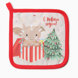 Прихватка Доляна Подарок 17х17 см, 35% хл, 65% пэ, ватин 250 г/м2  фото 2