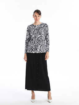 Beli Lastikli Keten G?r?n?ml? Kad?n Etek