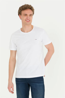 Мужская белая базовая футболка с круглым вырезом - U.s. polo assn фото 3