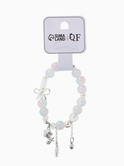 Браслет с подвесками "Сахарный" звёздочка, шар №10/8, цвет розово-голубой в серебре