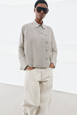 CAMISA ASIM?TRICA BOTONES ZW COLLECTION / Negro / Blanco - Zara фото 9