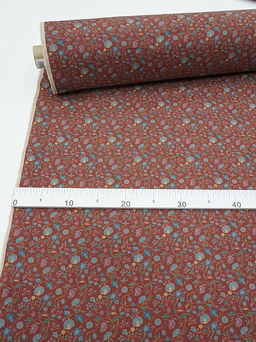 Хлопколен Чудный вьюнок цв.коричнево-красный, ш.1.5м, лен-20%, хлопок-80%, 170гр/м.кв - Купава фото 5