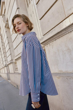 CAMISA OXFORD RAYAS / Rojo / Negro - Zara фото 3