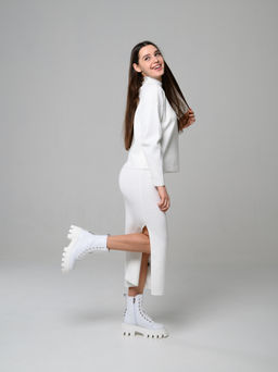 Ботинки 329.зиплайнw.Белый/байка