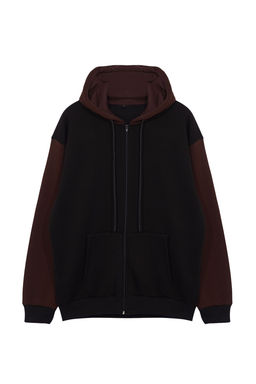 TRENDYOL MAN Indigo Oversize/Genis Kesim Polarl?/S?cak Tutan Fermuarl? Kapusonlu H?rka/Sweatshirt TMNAW25SW00076 - Trendyolmilla фото 3