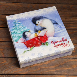 Цена за 5 шт. Коробка подарочная новогодняя складная «Счастливого Нового года» 30×30×8 см