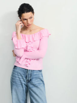 Приталенный лонгслив с рюшами / Zarina фото 2