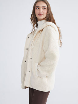Kap??onlu Oversize Kad?n Teddy Kaban