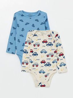 Bisiklet Yaka Bask?l? Erkek Bebek ??t??tl? Body 2li