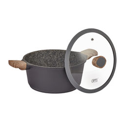 0572 GIPFEL Кастрюля OLIVER 24х11.5см/4,3л из литого алюминия с индукционным дном, с антипригарным гранитным покрытием Pfluon Granite, со стеклянной крышкой, c бакелитовой ручкой с покрытием Soft-touch. Толщина: 2,0/4,7мм  фото 4