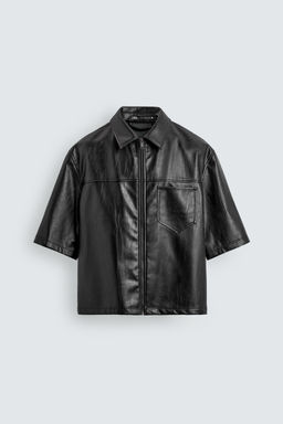 SOBRECAMISA RELAXED FIT EFECTO PIEL / Negro - Zara фото 6