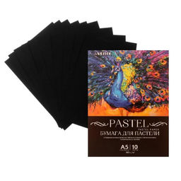 Цена за 2 шт. Бумага для пастели А5, deVENTE, набор 10 листов, 160 г/м2, чёрная, в пакете