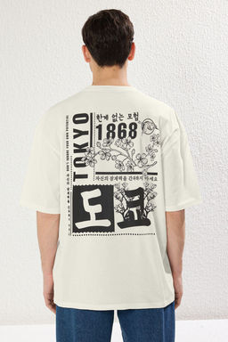 TRENDYOL MAN Lacivert Oversize/Genis Kesim Uzak Dogu Bask?l? K?sa Kol %100 Pamuklu T-Shirt TMNSS23TS00170 - Trendyolmilla фото 50