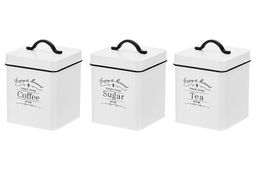 Набор 3 банок для сыпучих продуктов 1,5 л 12*12*16 см Tea, coffee, sugar + крышки с ручками, квад - Elan gallery фото 5