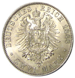 2 марки 1888 года A Германия (Пруссия)