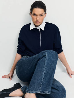 Хлопковый джемпер с отложным воротником / Zarina