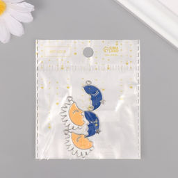 Цена за 4 шт. Декор для творчества металл, эмаль «Солнце + месяц», набор 2 шт., 2.9×2.7 см