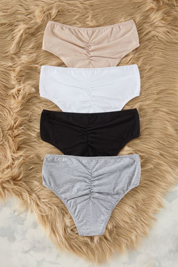 Trendyolmilla Siyah-Beyaz-Cok Renkli 4lu Paket Pamuklu Buzgu Detayl? Hipster Orme Kulot THMSS25KU00015  фото 6