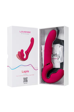 Безремневой страпон LOVENSE Lapis, с вибрацией, силикон, красный, 23 см