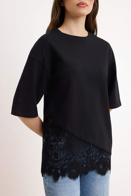 Ekru Regular/Normal Kal?p Dantel Detayl? K?sa Kollu Orme T-Shirt TWOSS26TS00303 - Trendyolmilla фото 7
