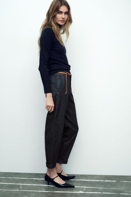 CHINO TROUSERS WITH BRAIDED BELT - Zara фото 3