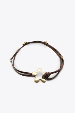 LEATHER CORD BELT WITH FLOWERS - Zara фото 2