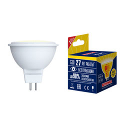 LED-JCDR-10W/WW/GU5.3/NR Лампа светодиодная. Форма "JCDR", матовая. Серия Norma. Теплый белый свет (3000K). Картон. ТМ Volpe