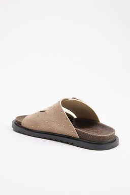 Bej Nubuk Trok Detayl? Kad?n Terlik TAKSS26TE00001