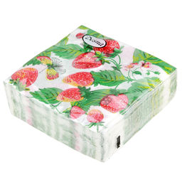 Салфетки бумажные Desna Design 24х24см, 1 слойные, 40 штук в упаковке, 100% целлюлоза, Земляника (Россия) - Bouquet фото 2